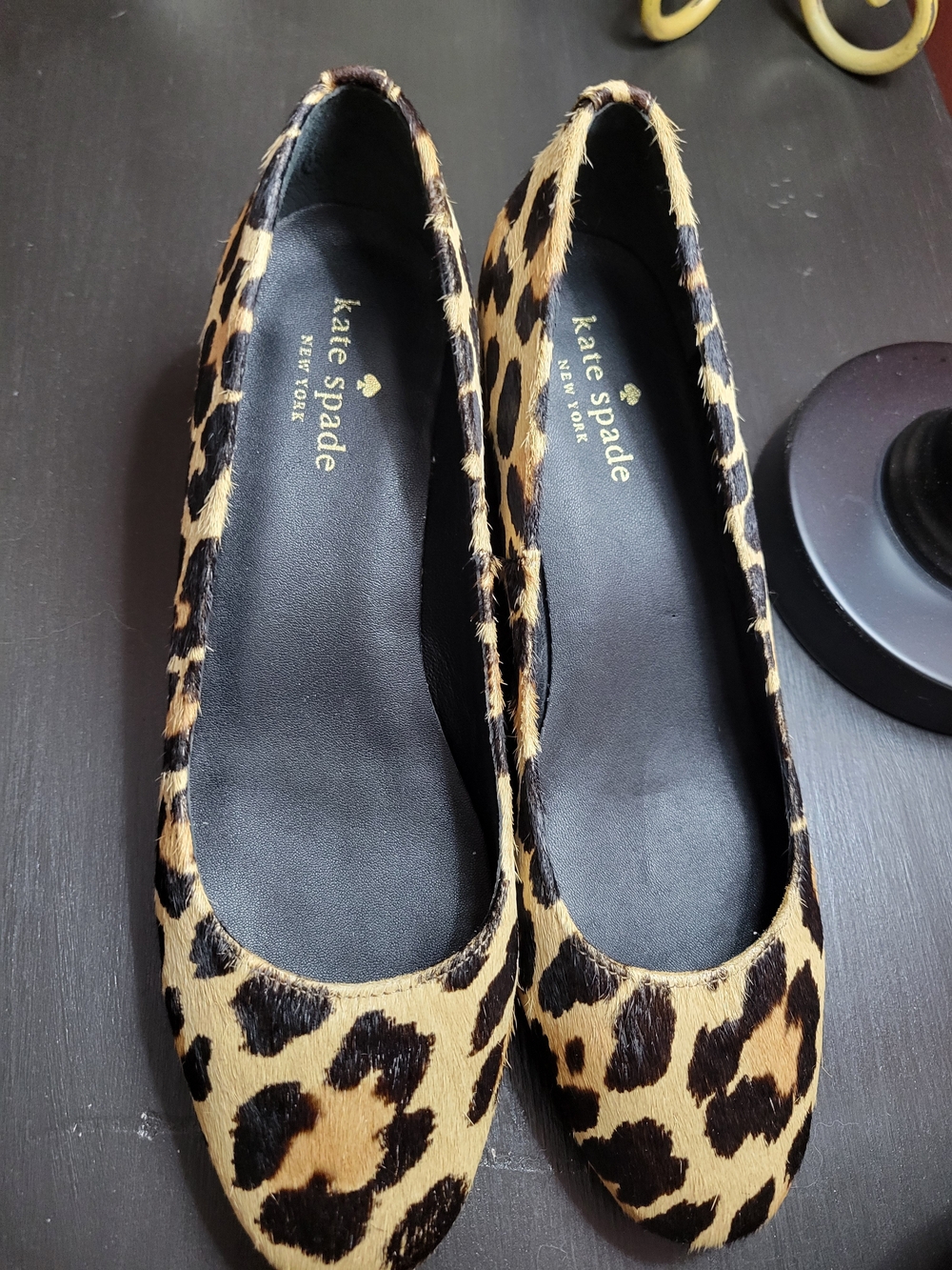 kate spade Leopard Print Round-Toe Block Heel Pumps - Tan & Black - Picture 4 of 7